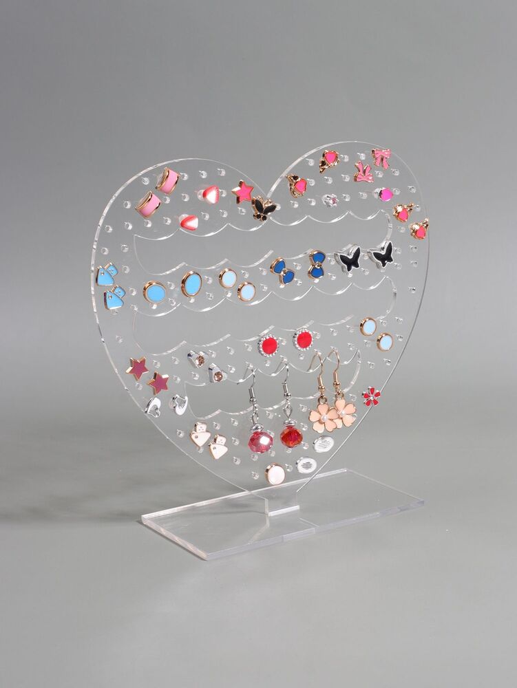 Jewelry Display Holders Heart Shaped Transparent Earrings Bracelet Storage Shelf