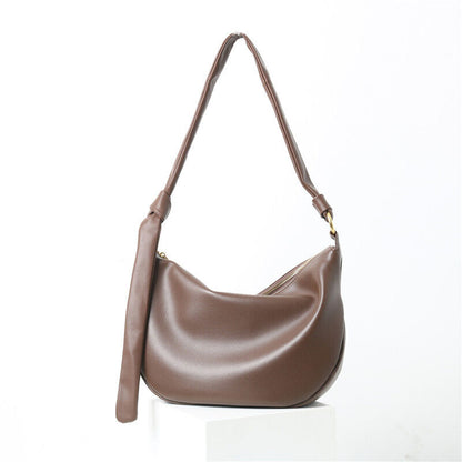 Draped Leather Shoulder Bag Crossbody Tote Hobo Purse Knotted Saddle Handbag