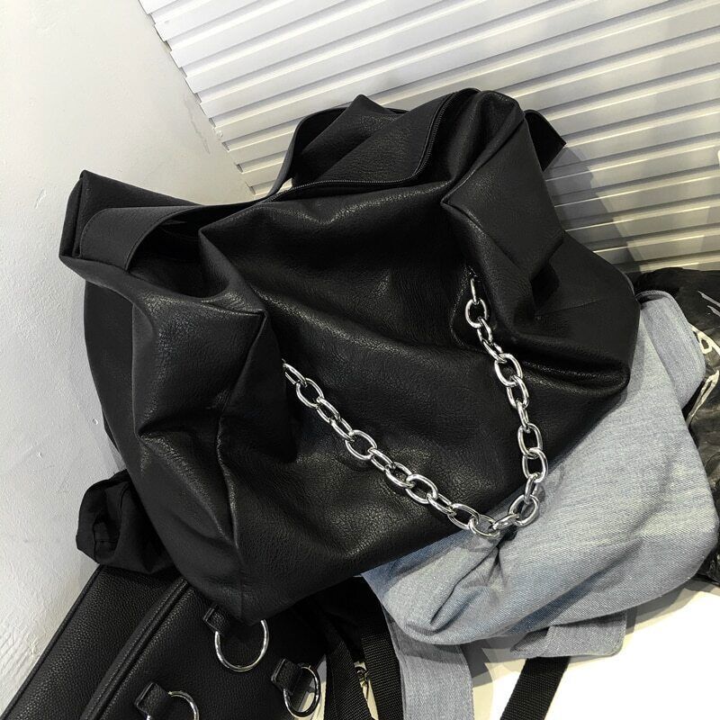 Women PU Leather Tote Bags Purses Handbags Shopper Black Shoulder Bag