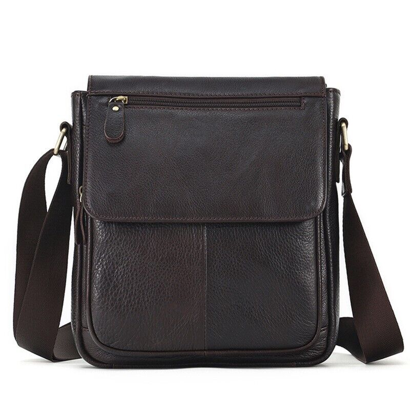 Real Cowhide Leather Bag, Dark brown Men's Sling Shoulder Bags