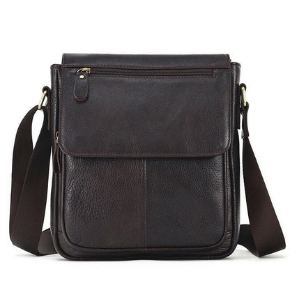 Real Cowhide Leather Bag, Dark brown Men's Sling Shoulder Bags