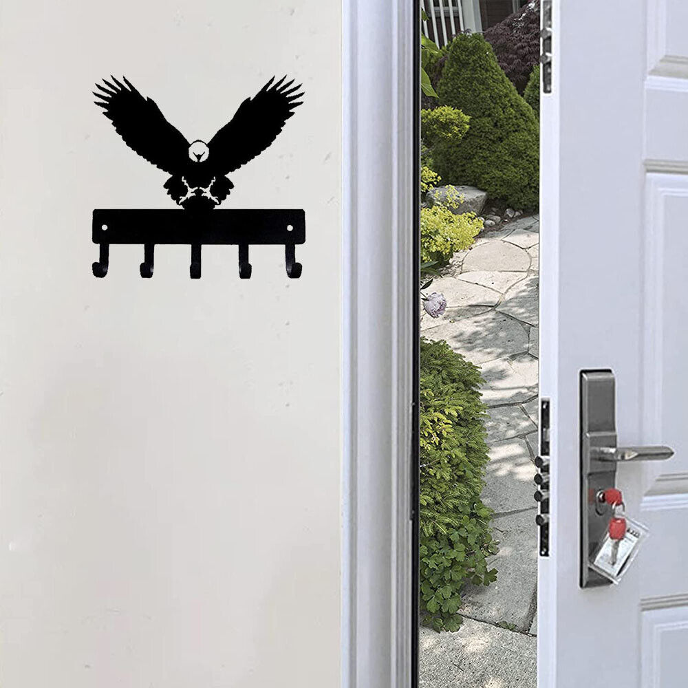 Eagle Bird Key Rack Hanger - 6 Inch Wide/9 Inch Wide Metal Wall Art