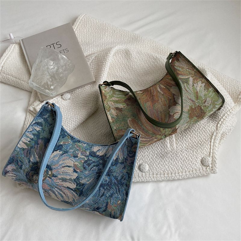 Shoulder Bag Handbags Printed Purse Handbags Tote Bag 25*16*7CM Zipper Floral