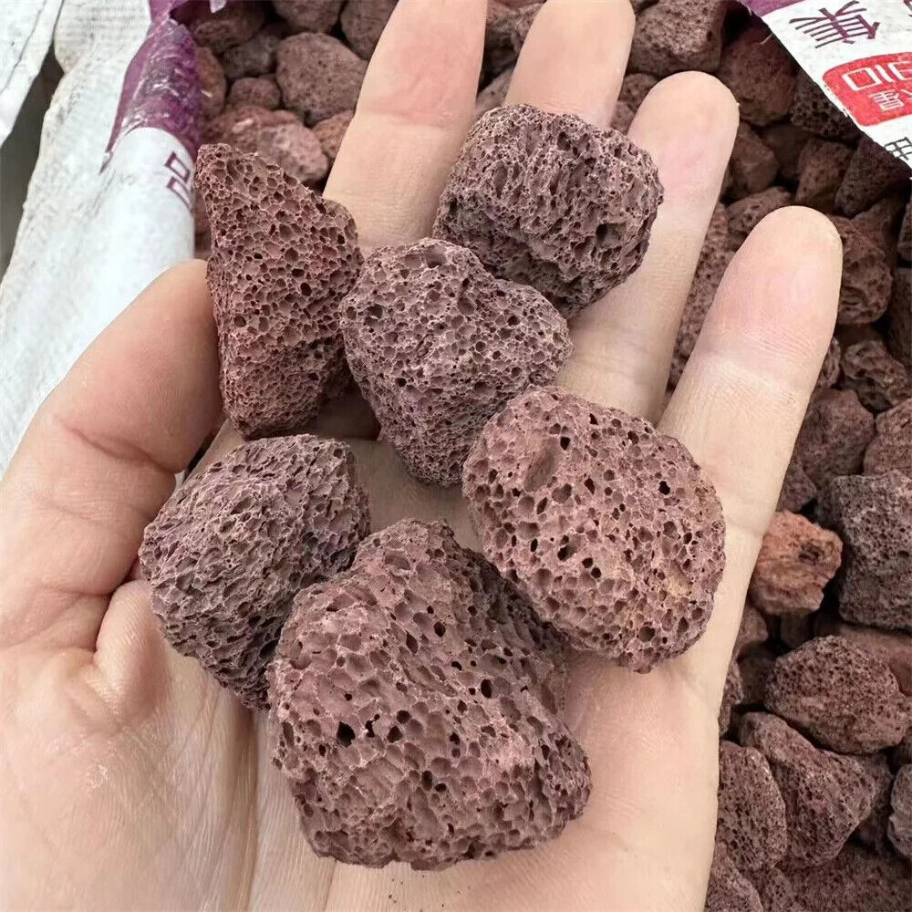 Aquarium Decoration 100g Natural Porous Stone Geode Red Volcanic Rock Ornaments
