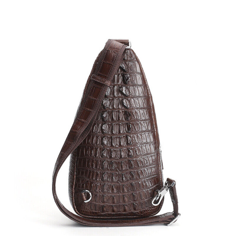Men's Real Crocodile Alligator Skin Leather Crossbody Bag Luxury Sling Backpack