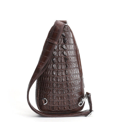 Men's Real Crocodile Alligator Skin Leather Crossbody Bag Luxury Sling Backpack