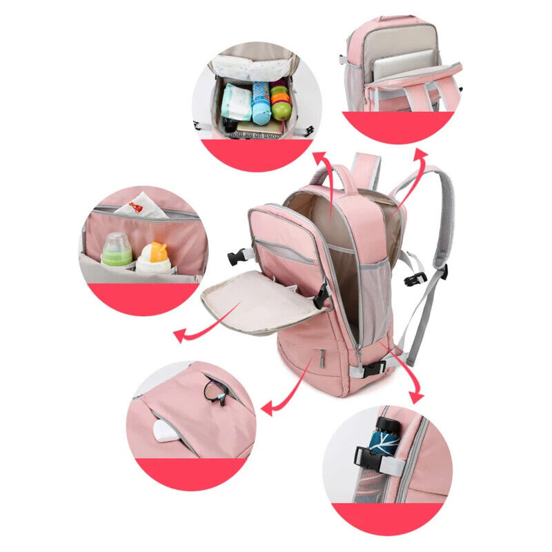 Women Travel Backpack Daypack Bag With Luggage Strap USB Charging Port Backpack