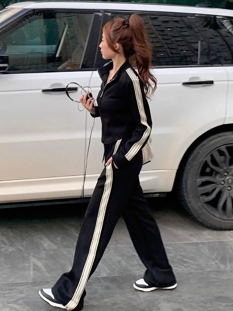 Coat Top+Wide Leg Pant Sets Trouser Women Tracksuit Sweatershirt Sporty Outfits