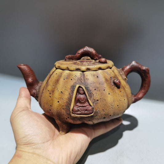 vintage chinese yixing purple clay teapot zisha ceremony carving Collectible art