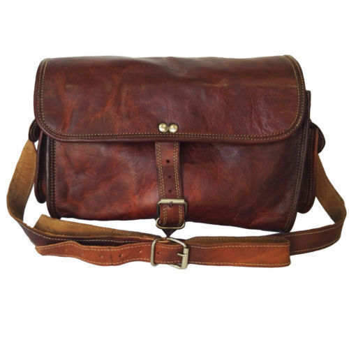 Luxury Men Leather Small Round Briefcase Bag Work Office Messenger Shoulder Bag