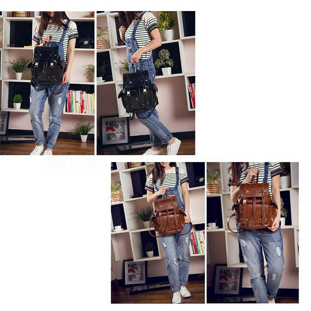 New Women‘s’ PU Leather Backpack Handbag Shoulder Messenger Rucksack Laptop Bag