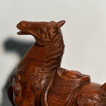 Chinese Vintage Boxwood Carving Horse Statue Collections Sculpture Nice Art Work