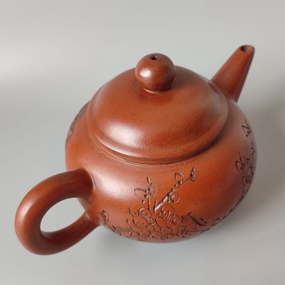 China Yixing Purple Clay Teapot Zisha Ceremony Carving Nice Plum Blossom Tea Set