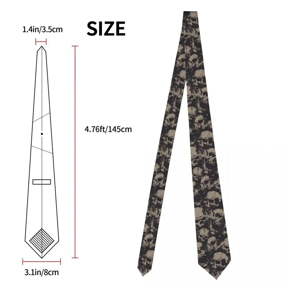 Men Necktie Polyester Grunge Pattern Skull Rock Fashion Classic Wear Tie 145x8cm