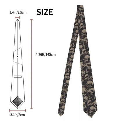 Men Necktie Polyester Grunge Pattern Skull Rock Fashion Classic Wear Tie 145x8cm