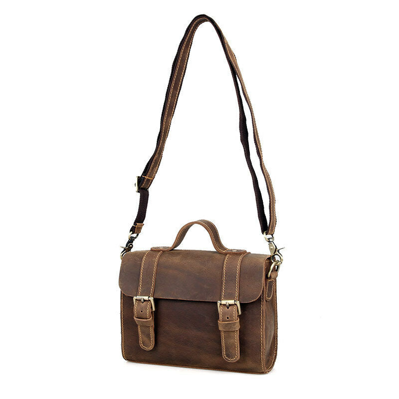 Men and Women Crazy Horse Leather Shoulder Messenger Bag Travel Small Handbag