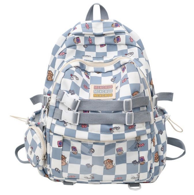 Cartoon Backpack Two Piece School Student Bag 31*13*42CM Canvas Zipper Blue Pink