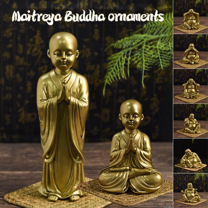 Resin Maitreya Buddha Statue Buddhist Supplies Sculpture Craft Desk Decoration