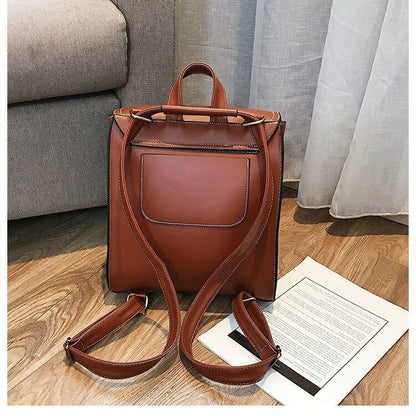 Preppie Style Backpack Synthetic Leather Shoulder Vintage Bag 24*28*30*10 CM 1PC