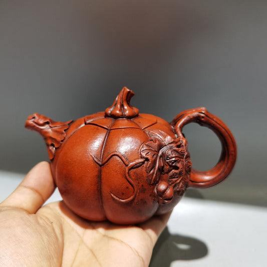 Chinese Yixing Zisha Clay Handmade Exquisite Pumpkin Teapot 品名：南瓜壶 底款：何道洪