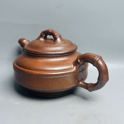 Vintage Chinese Yixing Purple Clay Teapot Zisha Ceramic Bamboo Teaware Collector