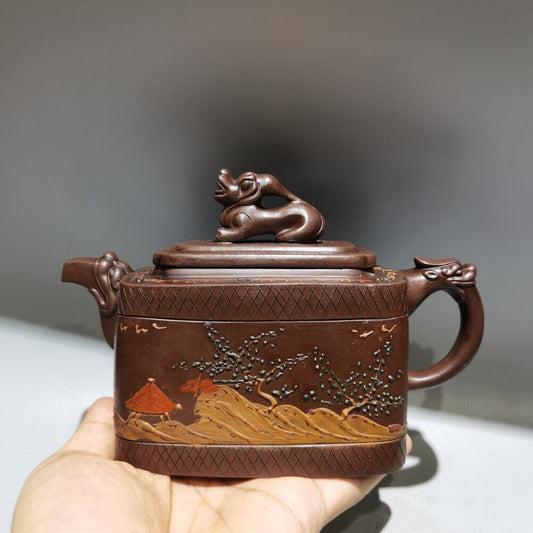 vintage chinese yixing purple clay teapot zisha ceremony painted teaware rare