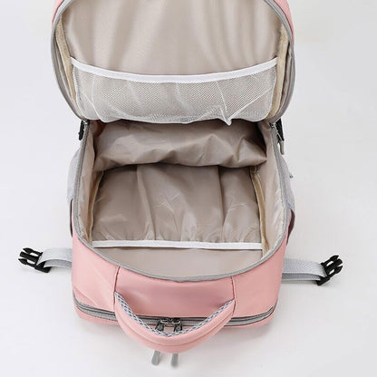Pink Women Travel Backpack Daypack Bag with Luggage Port Backpack