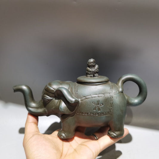 collect vintage chinese yixing purple clay teapot zisha ceramic elephant teaware