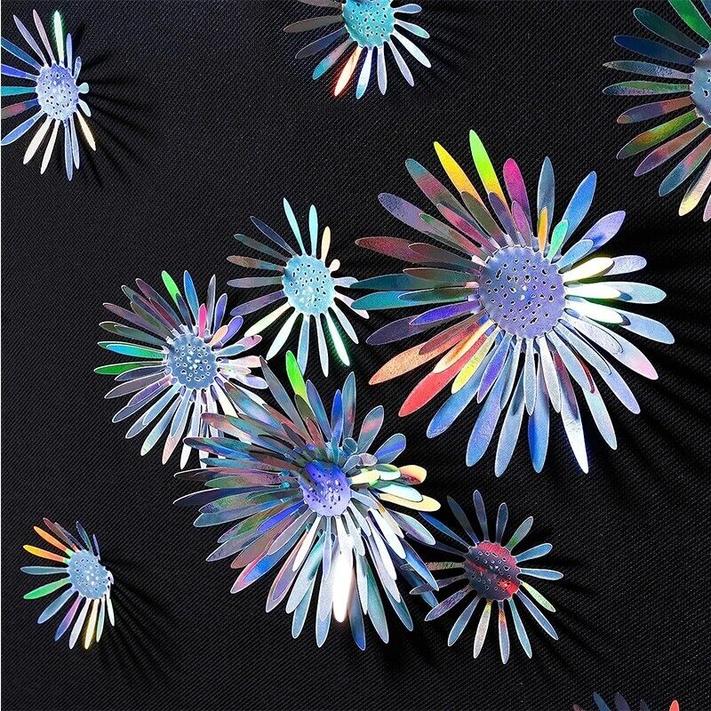 Holographic Daisy Wall Stickers 40Pcs PVC Iridescent 3D Flowers Removable Decals