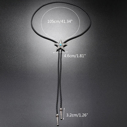 Men Bolo Tie Elegant Black Star Pendant Cowboy Necktie Western Necklace Costumes