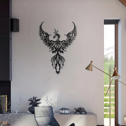 Metal Phoenix Design Hanging Wall Decor, Art Indoor Living Room Wall Decor Home