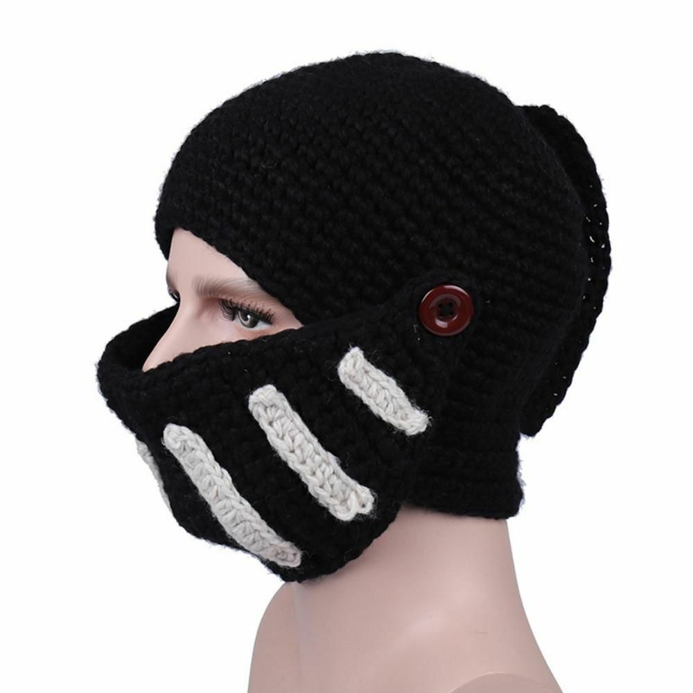 Hiking Cap Novelty Hat Winter Beanie Warm Mask Knight Helmet Knitted 54-60CM 1PC