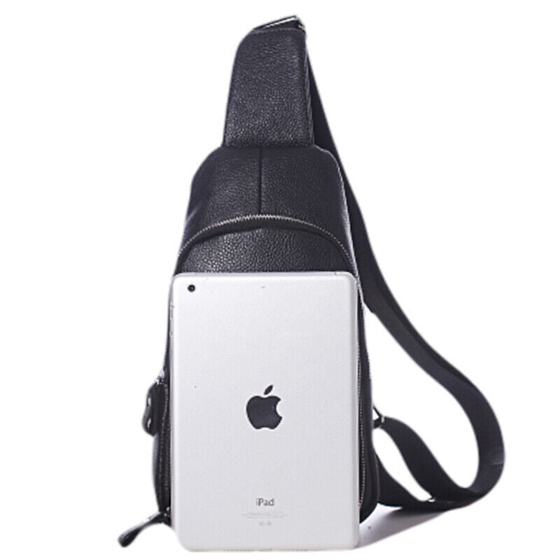 Sling Backpack Men's Genuine Leather Crossbody Chest Bag Casual Sport Daypack