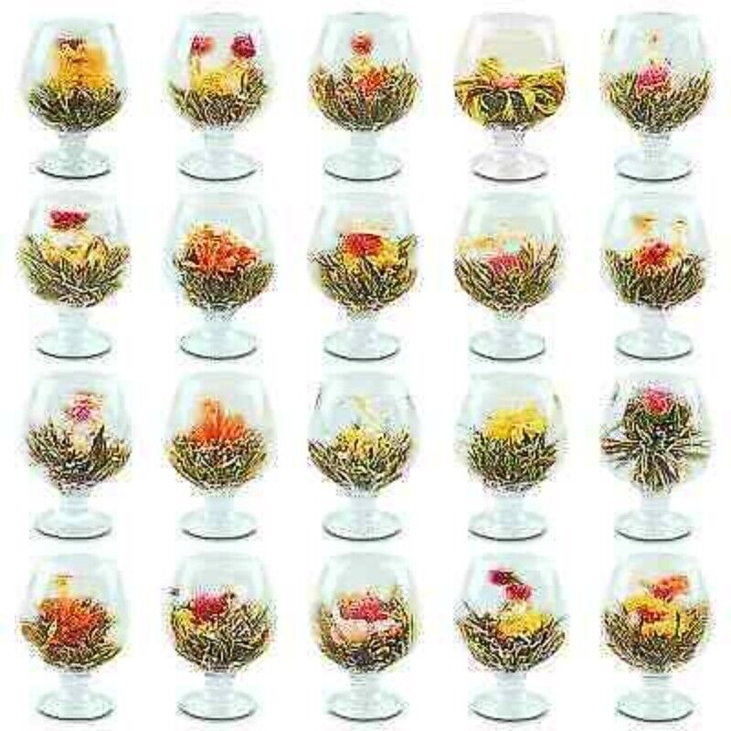 Wan zi qian hong Blooming Tea Silver Needle Marigold Jasmine Globe 20pcs