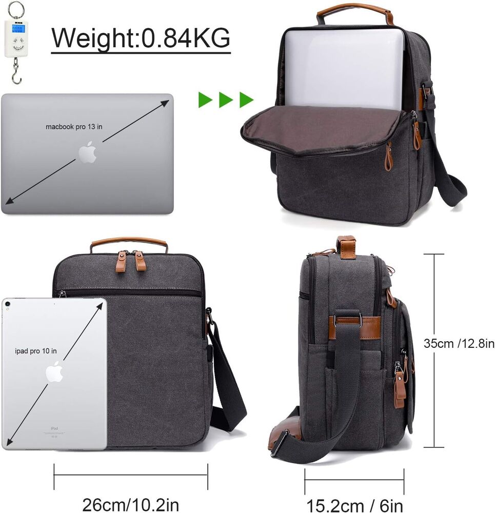 ESTARER Mens Messenger 13.3 inch Laptop Bag, Water-resistant Canvas Computer...