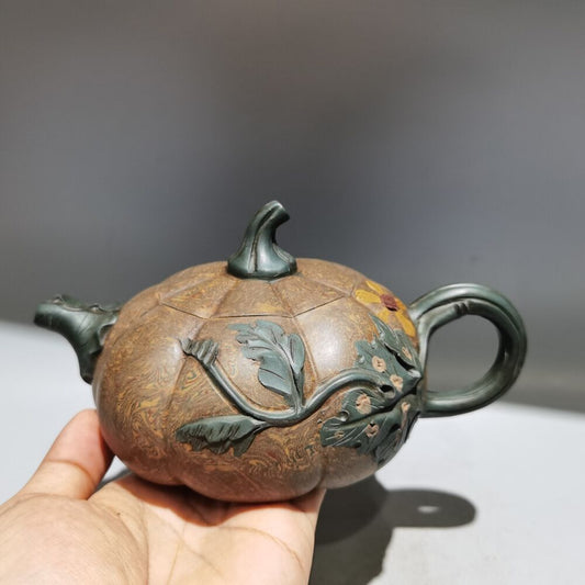 Collectible chinese yixing purple clay teapot tea pot zisha ceremony pumpkin art