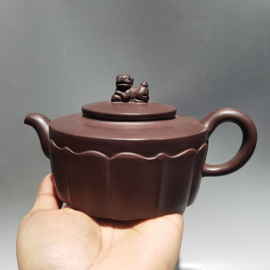 vintage chinese yixing purple clay teapot zisha ceremony carving Collectible art