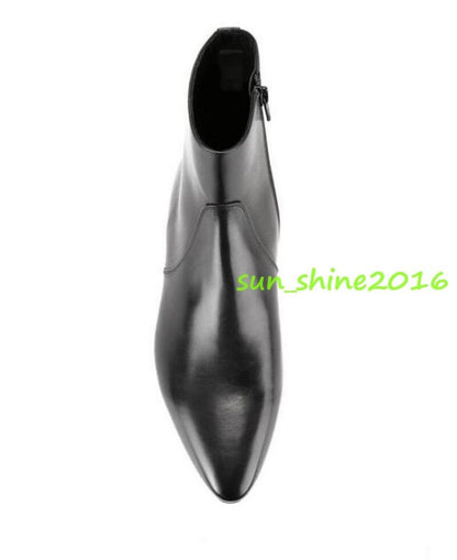 Men's Leather Pointed Toe Chelsea Oxford Ankle Boots High Top Shoes Dress Formal