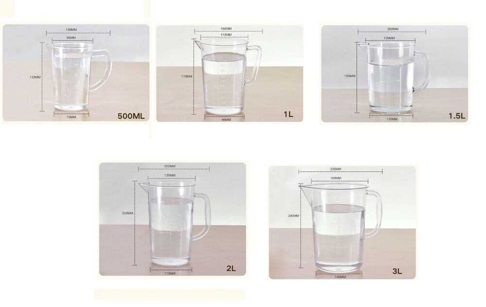 500ml-3L Plastic Measuring Cup Heat Resistant Liquid Jug Container Measure Tools