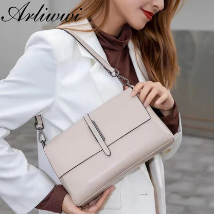 Real Cow Leather Lady's Flap Bags Soft Genuine Cowhide Shoulder Handbags