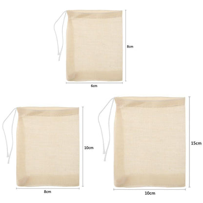 UP 50x Reusable 100% Cotton Muslin Filter Bags Spices Herbs Tea Soup Drawstring