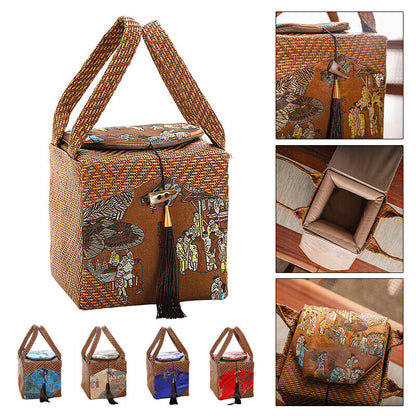 Tea Teaware Storage Bag Pouch Portable Vine Weaving Single Pot Gifts Box
