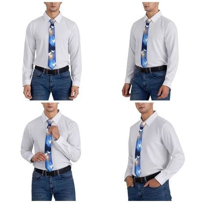 Men Neckties 8cm Polyester Glowing Christian Cross Three Doves Women Narrow Ties