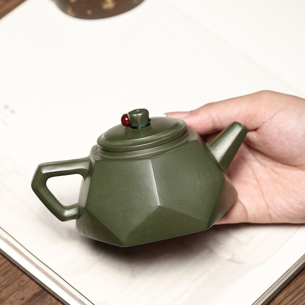 Original Ore Real Yixing Zisha Green Clay Tea Pot 9 Infuser Holes Handmade Pot
