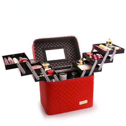 Large Capacity Makeup Cosmetic Bag Multilayer Storage Portable Make Up Suitcase