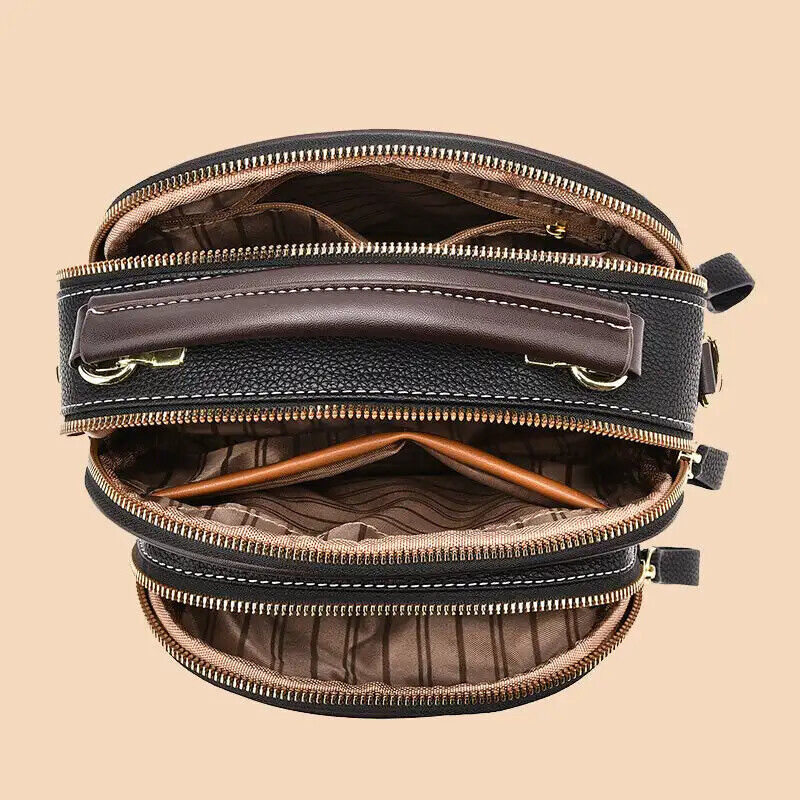 Multifunctional Compartments Adjustable Wide Shoulder Strap PU Crossbody Bag