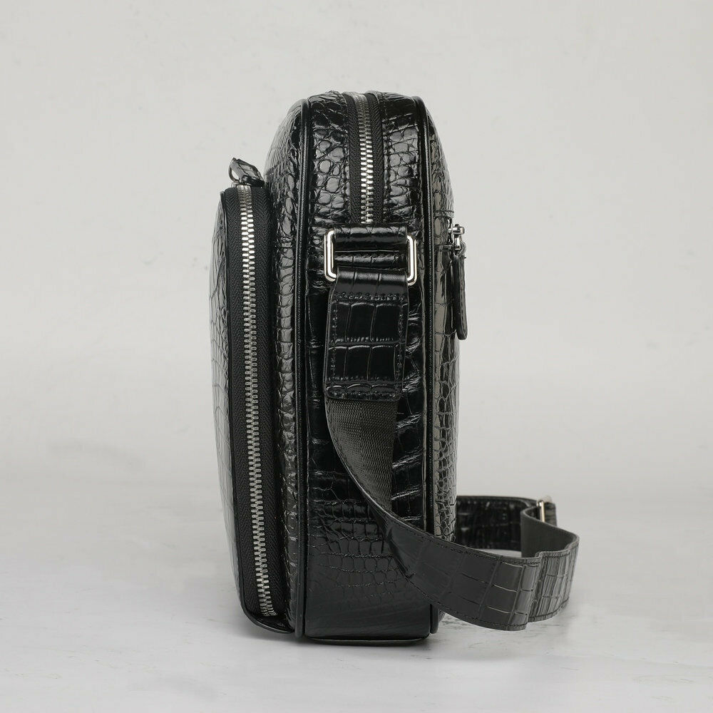 Handcrafted Alligator Crocodile Skin Leather Men's Shoulder Messenger Luxury Bag