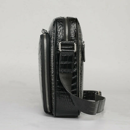 Handcrafted Alligator Crocodile Skin Leather Men's Shoulder Messenger Luxury Bag