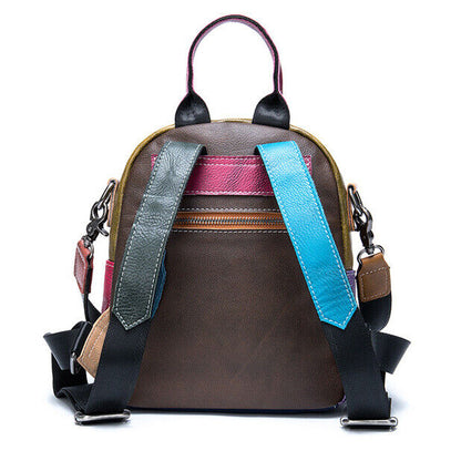 Women's Backpack, Designer Genuine Leather Multi-color Small Travel Rucksack Bag