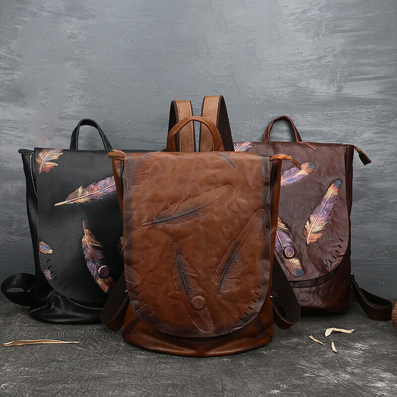 Luxury Women Bag, New Desinger Top Cow Leather Embossed Backpack, Retro Rucksack